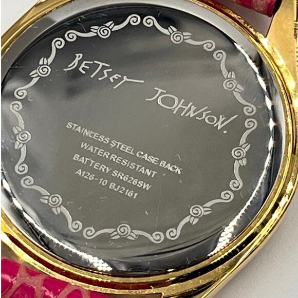 Betsey Johnson Pink Band Gold Tone‎ Rhinestone Watch BJ2161 40mm - Picture 11 of 12